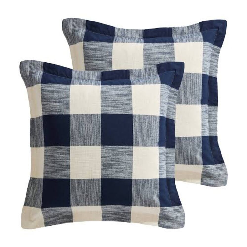 Levtex Home HIGHLAND PLAID NAVY EURO SHAM SET OF 2 26x26 Buffalo Check